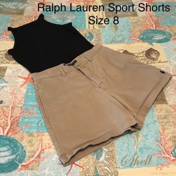 Ralph Lauren Sport Khaki High Waisted Shorts with Pockets Size 8 - Picture 2 of 8